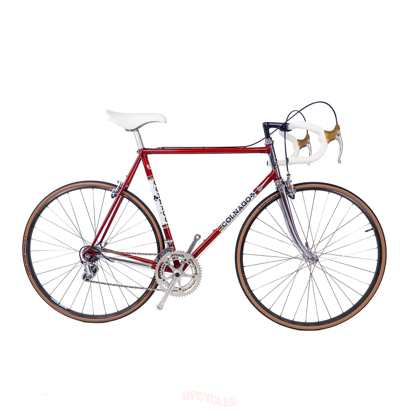 Drive side view of Colnago Super Saronni red road bike, 57cm - 1980s