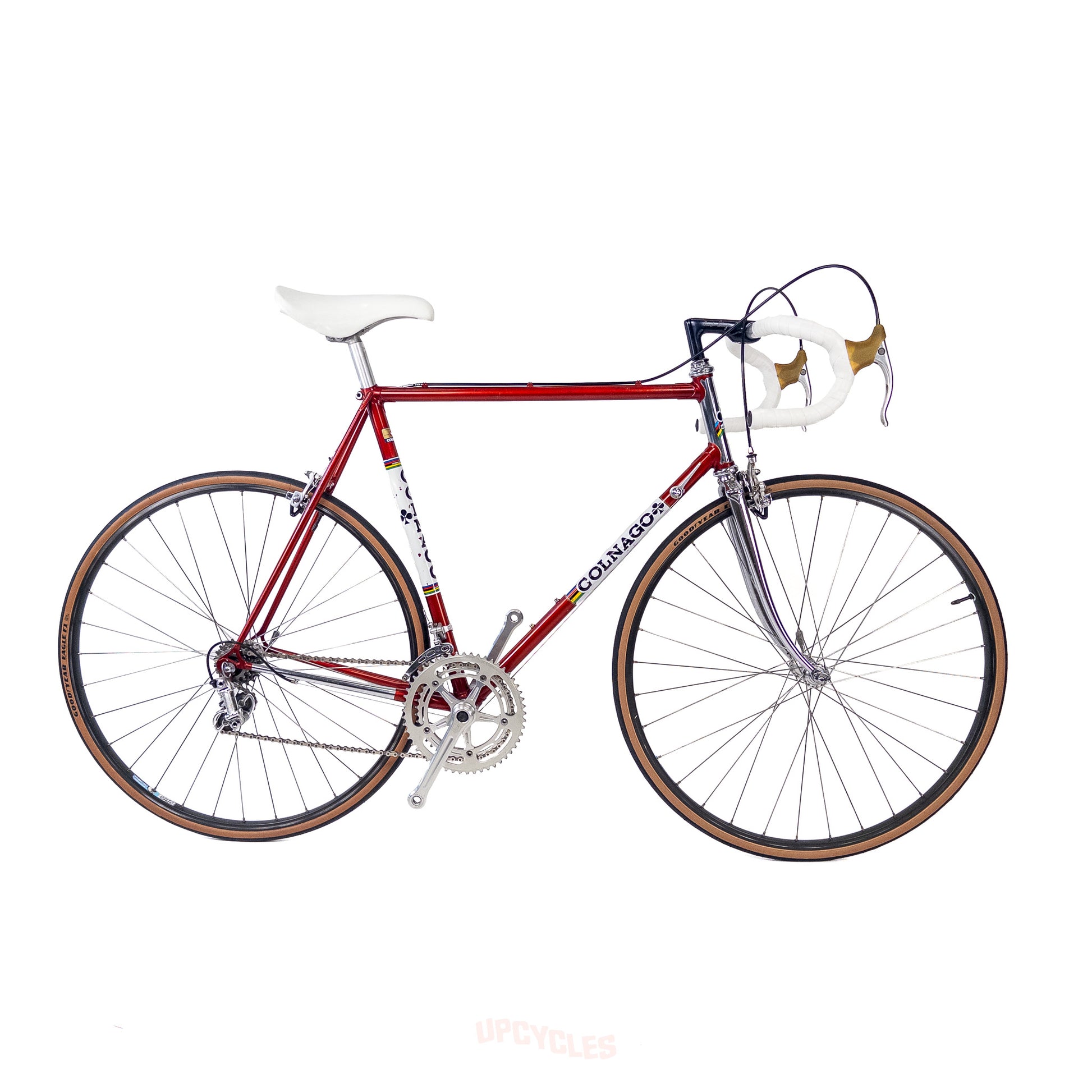 Drive side view of Colnago Super Saronni red road bike, 57cm - 1980s