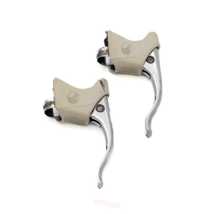 Campagnolo C-Record 1st gen brake levers with white hoods - driveside view