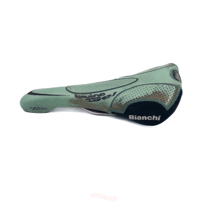 Selle Italia Flite Titanium Genuine GEL Bianchi saddle, celeste leather w/ black accents